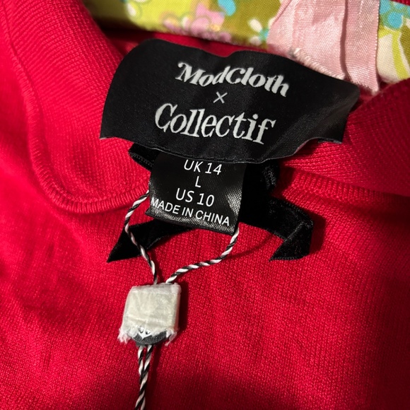 Modcloth x Collectif Bow For It Knit Sweater Red NWT - Picture 8 of 10